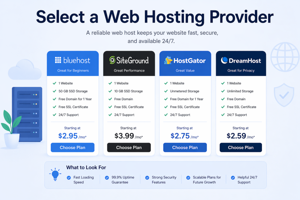 How to Build a WordPress Website Step by Step-Select a Web Hosting Provider