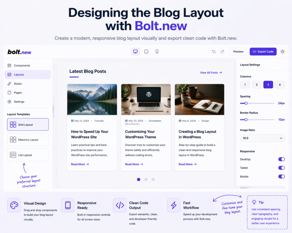 How to Code a WordPress Blog Section with Bolt.new-Designing the Blog Layout with Bolt.new