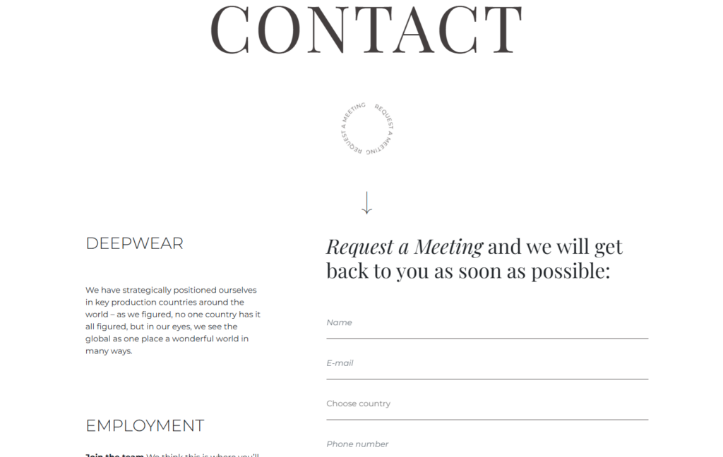 The Secret Shopify Design Formula Behind Apparel Success-Extending Design Across Internal Pages-Contact Page: Reducing Friction