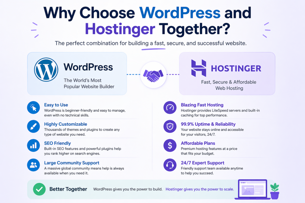 How to Install WordPress on Hostinger Website Easily (2026)-Why Choose WordPress and Hostinger Together?