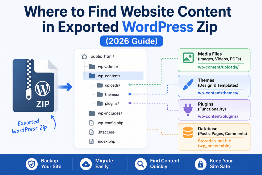 Where to Find Website Content in Exported WordPress Zip (2026 Guide)