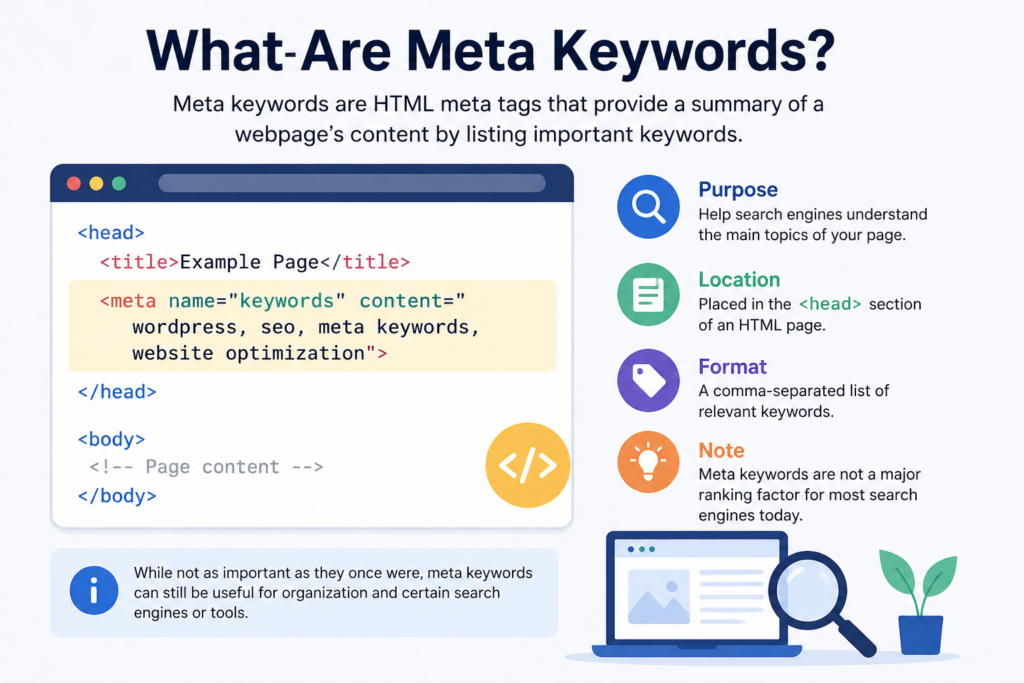How to Add Meta Keywords in WordPress (2026 Beginner Guide)-What Are Meta Keywords?