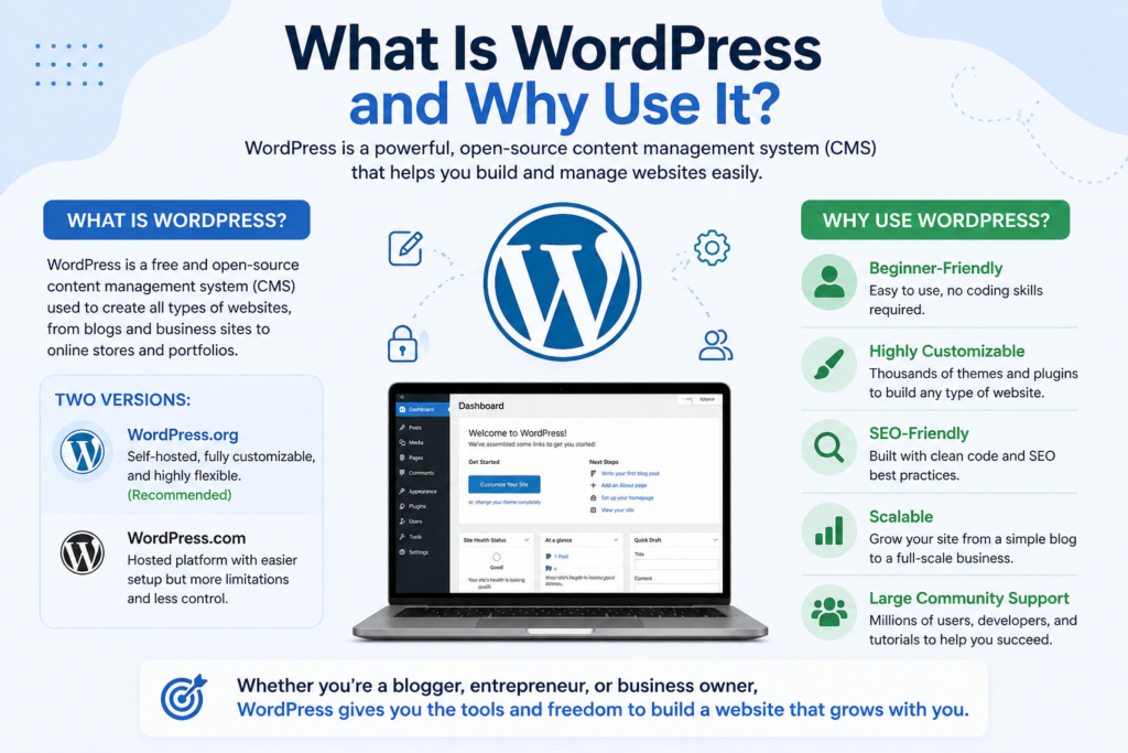 How to Make a WordPress Website (Beginner-Friendly 2026 Guide)-What Is WordPress and Why Use It?