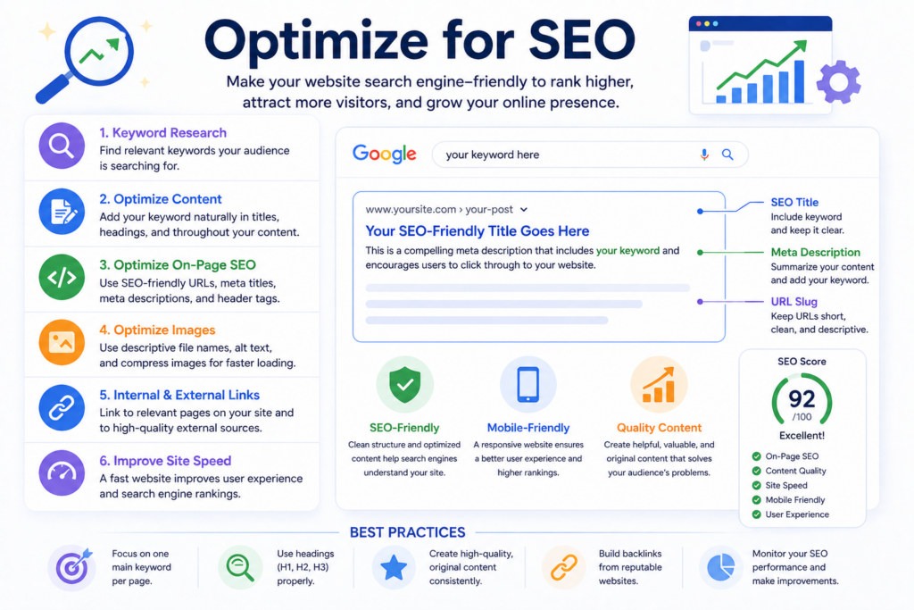 How to Make a WordPress Website (Beginner-Friendly 2026 Guide)-Optimize for SEO