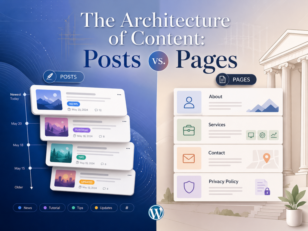 How to Use WordPress Software: A Complete Beginner’s Guide-The Architecture of Content: Posts vs. Pages