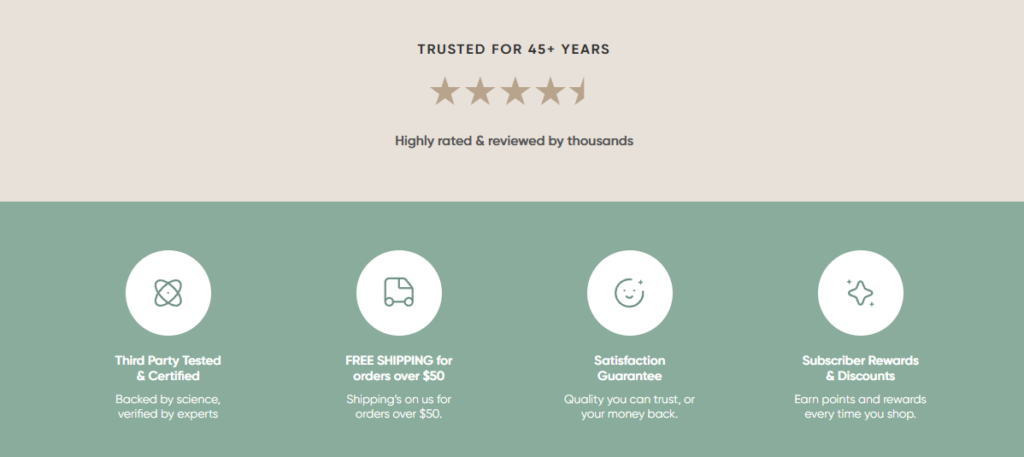 Shopify Supplement Website Design for Better Conversions-Homepage Design Strategy-Trust Signals Integrated Early