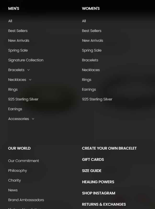 The Shopify Design Behind a Million-Dollar Jewelry Look-Collection Page Design-Category Navigation
