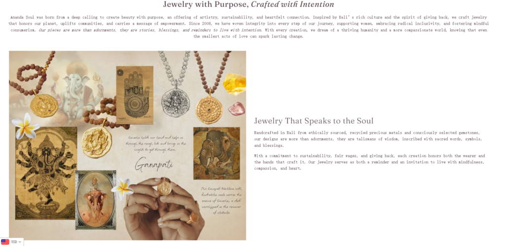The Secret Behind This Stunning Shopify Jewelry Store-Homepage Design Direction-Brand Values Section: Sustainability as a Design Feature