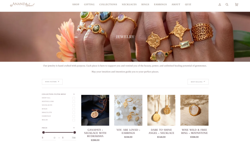 The Secret Behind This Stunning Shopify Jewelry Store-Collection Page Design