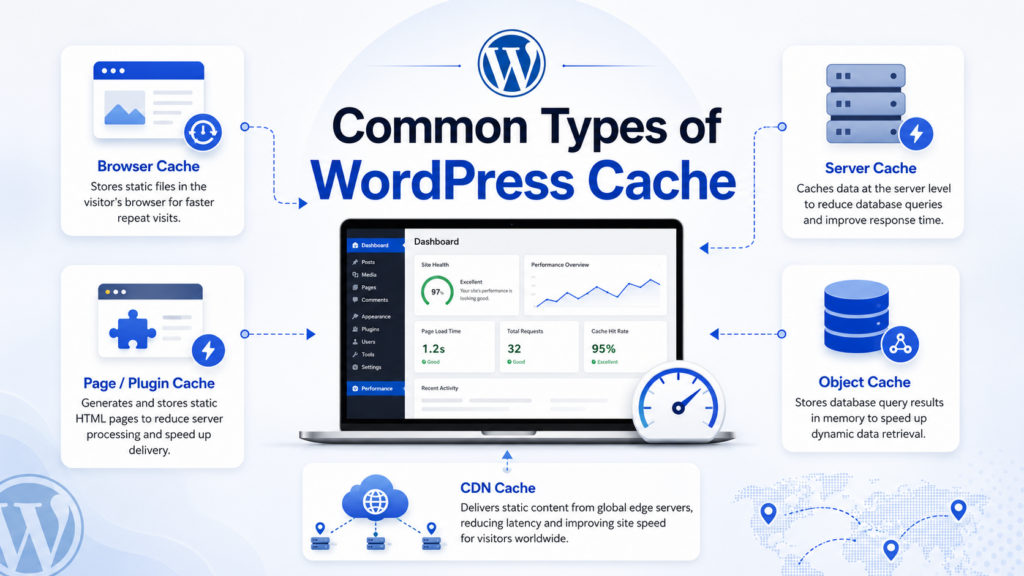 How to Clear WordPress Cache Without Breaking Your Site-Common Types of WordPress Cache
