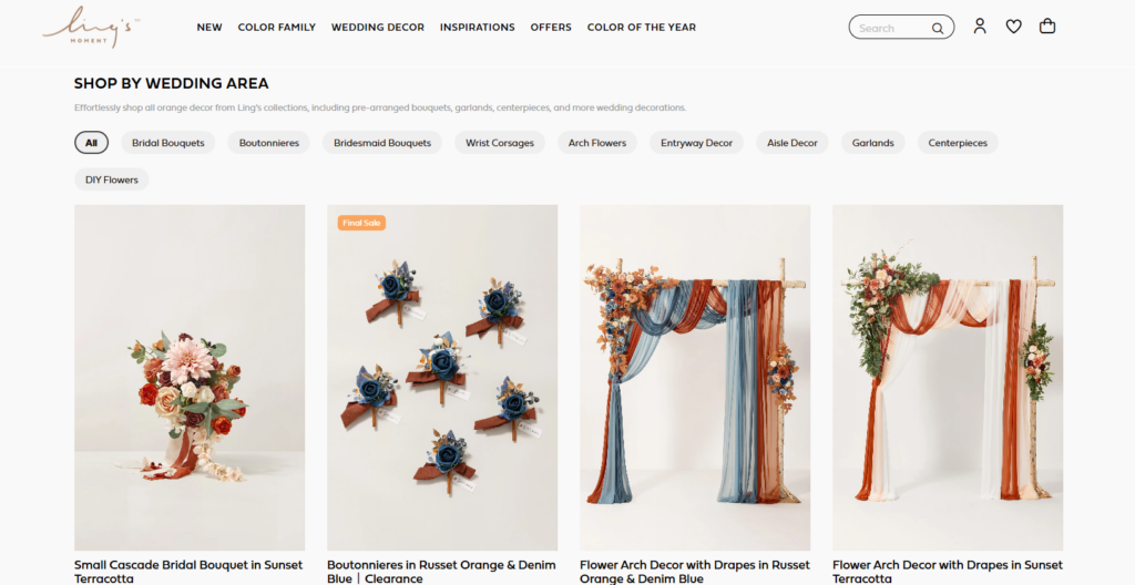 A Shopify Wedding Page Built to Capture Hearts-Homepage-Focused Page Design-Shop by Wedding Area: Turning Inspiration Into Action