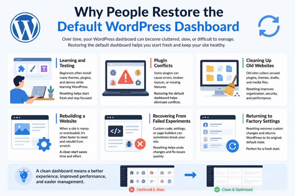 How to Restore Default WordPress Dashboard Settings-Why People Restore the Default WordPress Dashboard