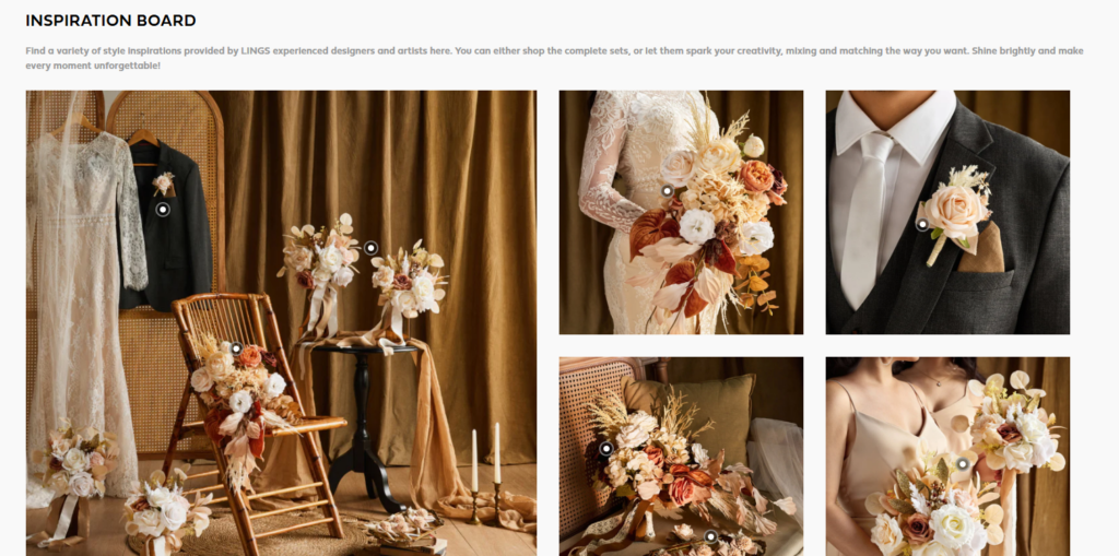 A Shopify Wedding Page Built to Capture Hearts-Supporting Page Sections-Color Inspiration: Building Confidence Through Styling Ideas