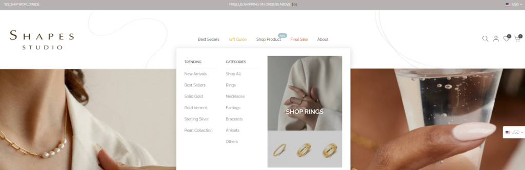 How This Shopify Jewelry Store Instantly Builds Trust-Our Design Approach-Clean Navigation for Faster Discovery