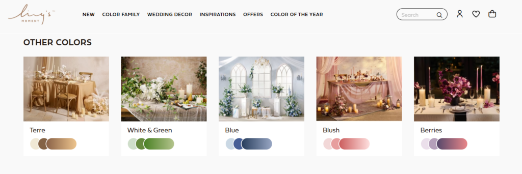 A Shopify Wedding Page Built to Capture Hearts-Supporting Page Sections-Other Colors: Encouraging Continued Exploration