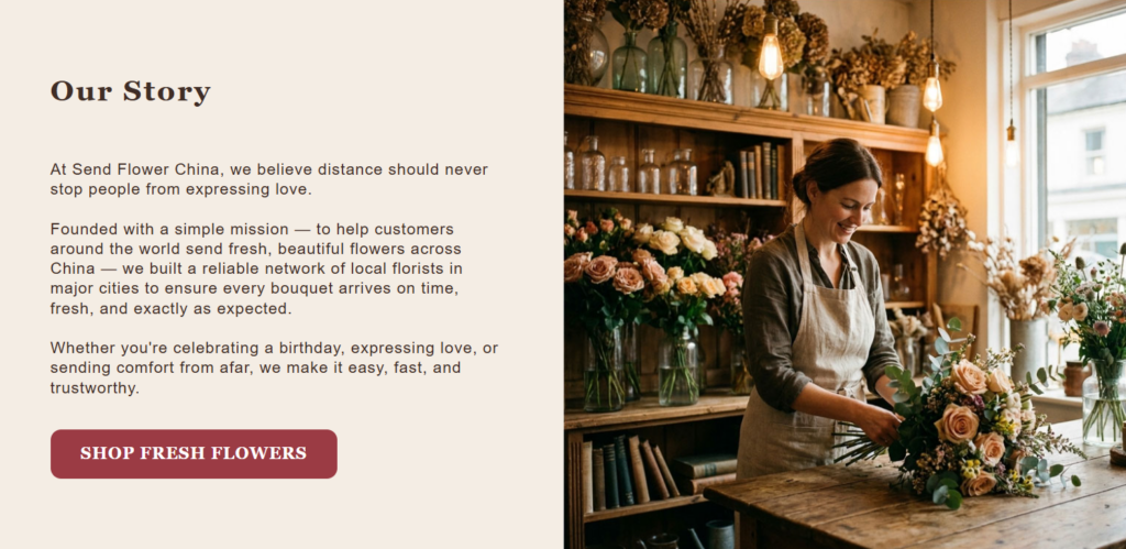 Inside a WordPress Flower Shop That Sells Emotion-Our Story: Giving the Brand a Human Voice