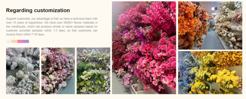 A Shopify Wedding Flower Store Built to Sell-Customization Section: Showing Real Supply Strength