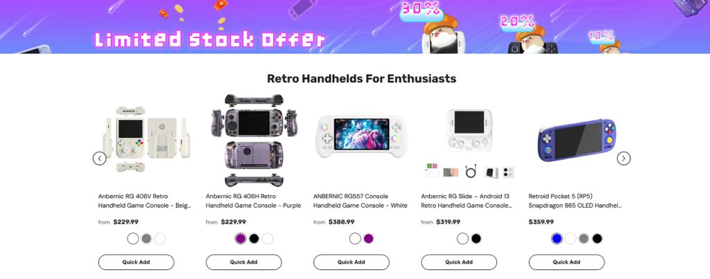 Inside ToRetro’s Retro Gaming Shopify Store Design-Product Collection Section: Clean Comparison for Retro Enthusiasts