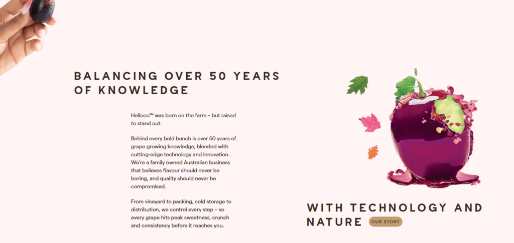 How This WordPress Grape Website Sells Freshness-Brand Story Section: Building Trust Through Experience