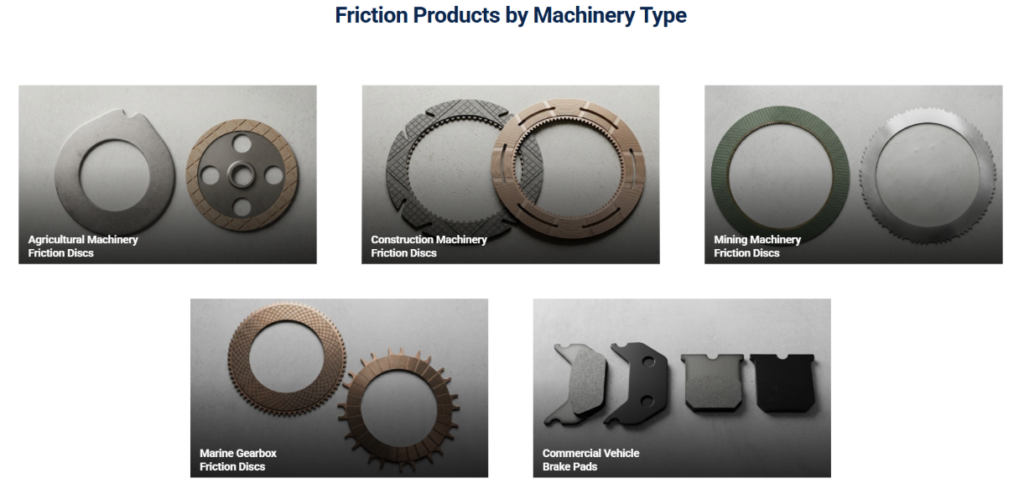 Industrial WordPress Website Built for Friction Disc Buyers-Product Categories by Machinery Type