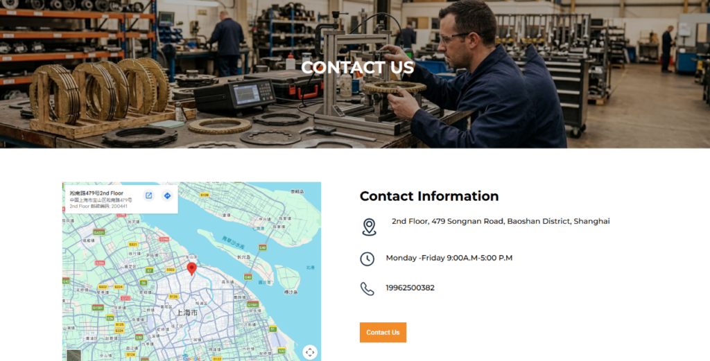 Industrial WordPress Website Built for Friction Disc Buyers-Contact Page: Turning Interest Into Inquiry