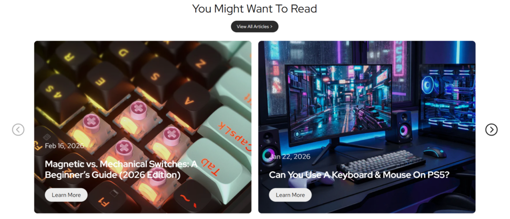 A Shopify Gaming Peripherals Website Built To Win-Blog Recommendations: Supporting Education Before Purchase