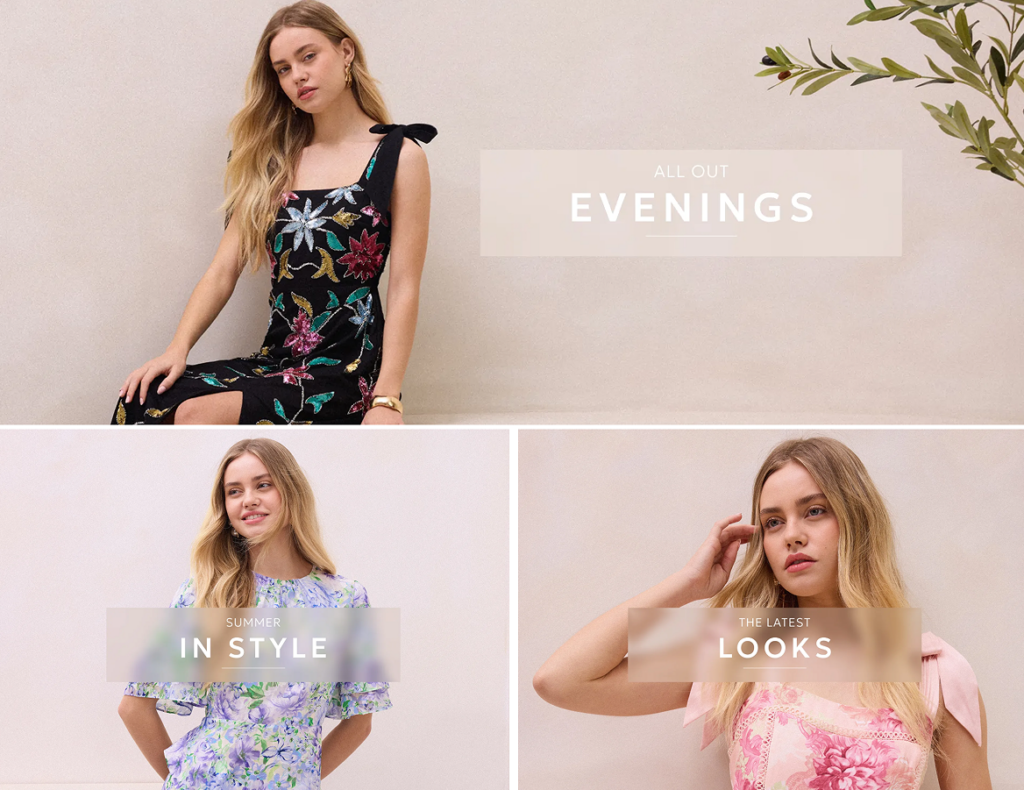 Oasis Fashion Website Design and Conversion Strategy-Editorial Grid: Lifestyle Storytelling Blocks