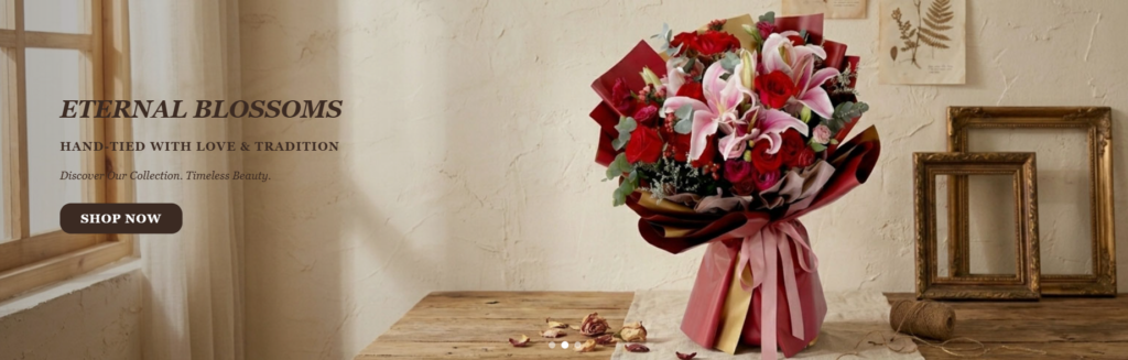 Inside a WordPress Flower Shop That Sells Emotion-Hero Banner: Creating Romance From the First Screen