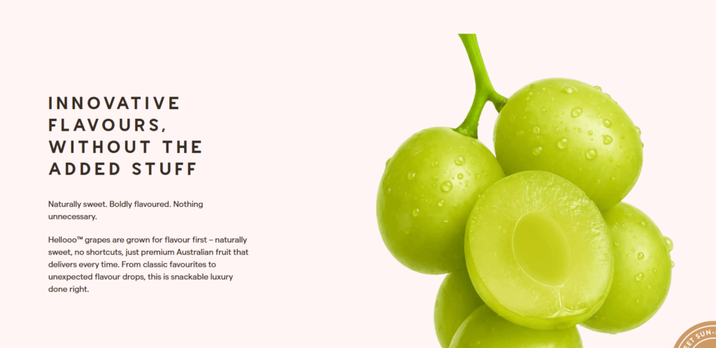 How This WordPress Grape Website Sells Freshness-Flavor Promise Section: Showing Natural Sweetness Visually