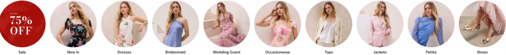 Oasis Fashion Website Design and Conversion Strategy-Category Navigation Circles