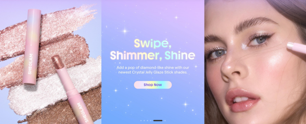 Why SHEGLAM Turns Beauty Into Shopping Stories-Homepage Hero Section: Creating Immediate Beauty Desire