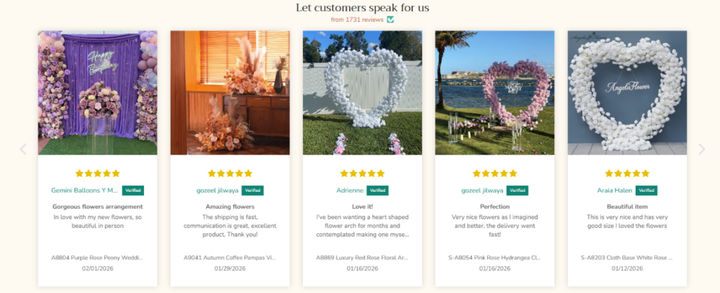 A Shopify Wedding Flower Store Built to Sell-Customer Reviews: Letting Buyers Speak
