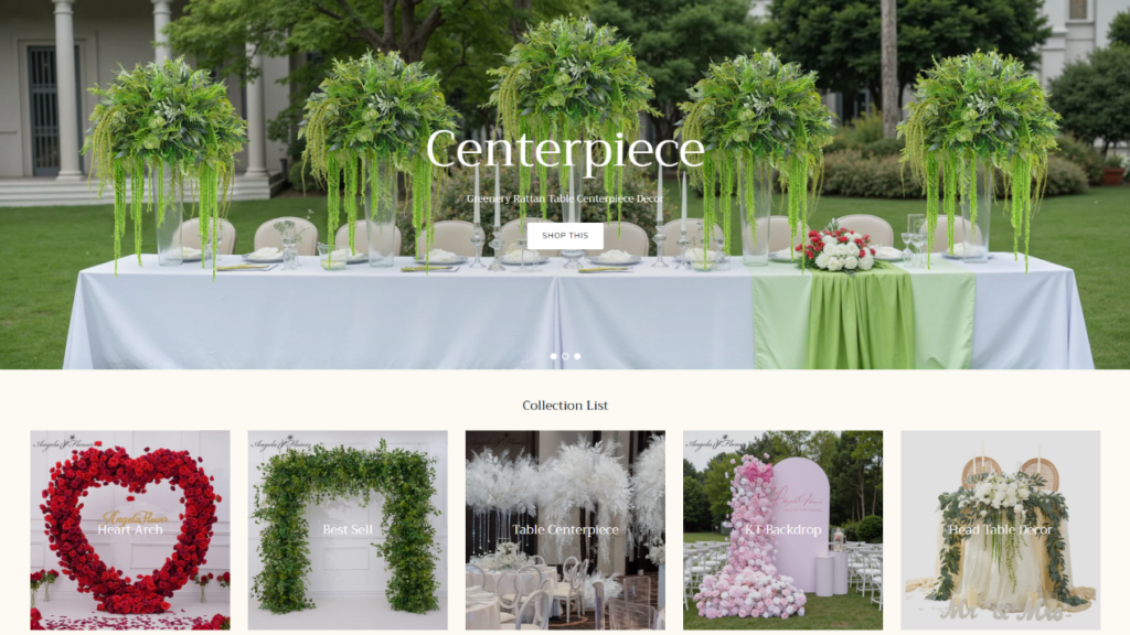 A Shopify Wedding Flower Store Built to Sell-Centerpiece Banner and Collection List