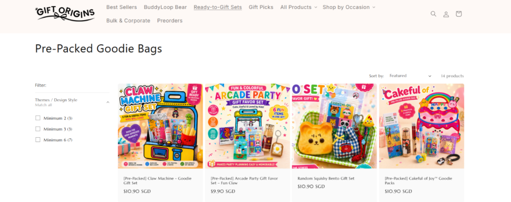 Gift-Oriented Shopify UX Designed for Emotional Commerce-Pre-Packed Goodie Bags Collection Page: Scaling Discovery