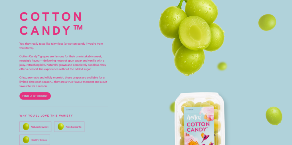 How This WordPress Grape Website Sells Freshness-Cotton Candy Product Page: Creating a Complete Product Journey