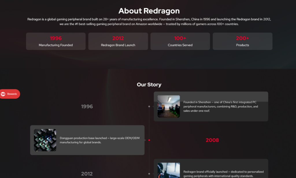 A Shopify Gaming Peripherals Website Built To Win-About Page: Turning Brand History Into Confidence