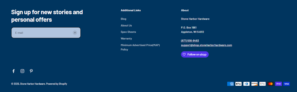 Designing a High-Converting Shopify Hardware Experience-Footer: Structured Navigation Closure