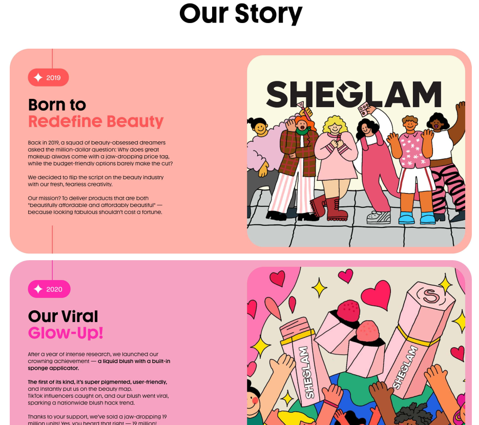 Why SHEGLAM Turns Beauty Into Shopping Stories-About Page: Building a Strong Brand Personality