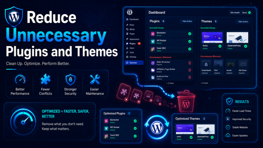 How to Secure a WordPress Site in 2026-Reduce Unnecessary Plugins and Themes