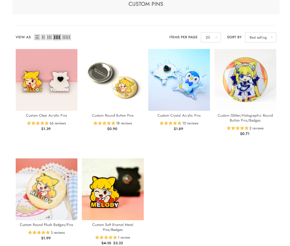 A Shopify Custom Product Store Made For Anime Lovers-Product Collection Page: Structure and User Control
