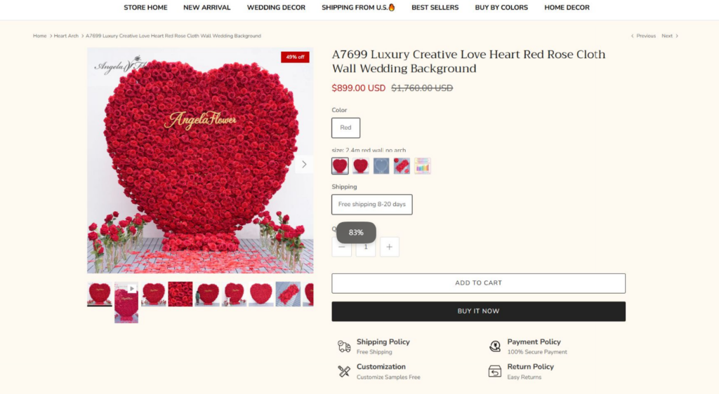 A Shopify Wedding Flower Store Built to Sell-Product Detail Page: Reducing Purchase Uncertainty