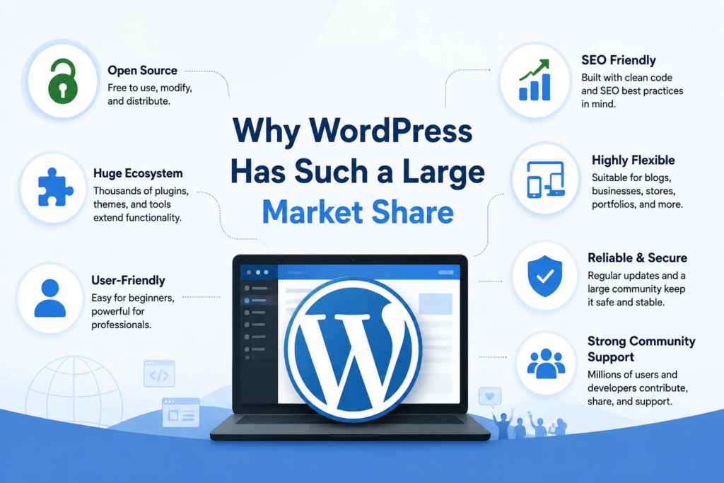 How many websites on the internet use WordPress?-Why WordPress Has Such a Large Market Share
