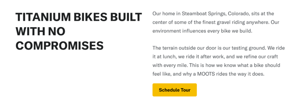 How Cycling Builds Trust Through Website Design-About Us Page: Building A Complete Brand Story-Titanium Bikes Built With No Compromises