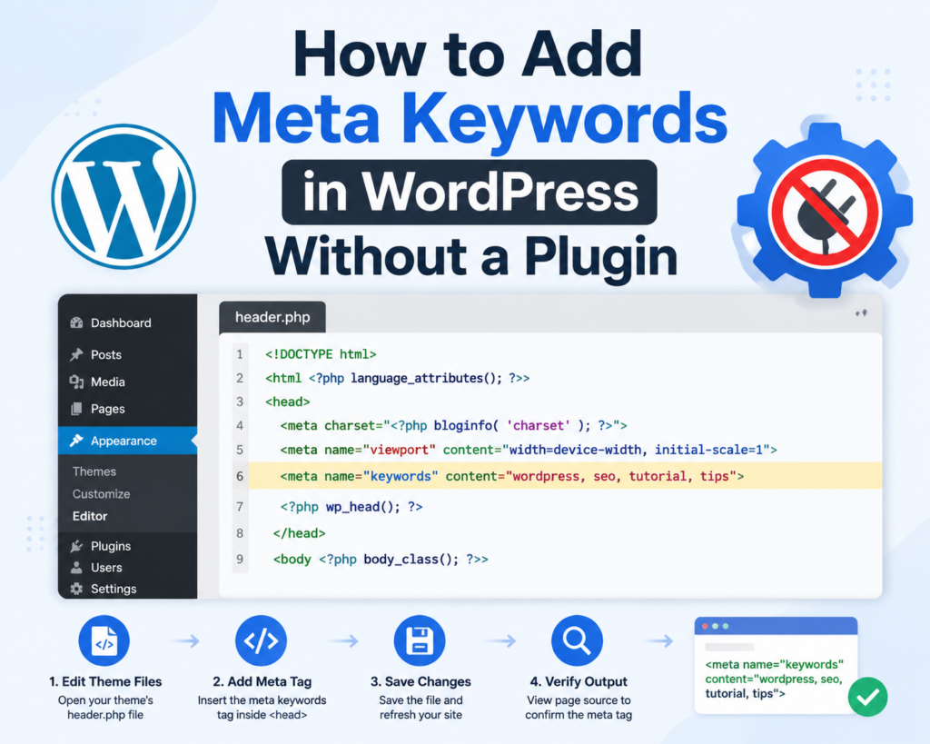 How to Add Keywords in WordPress-How to Add Meta Keywords in WordPress Without a Plugin