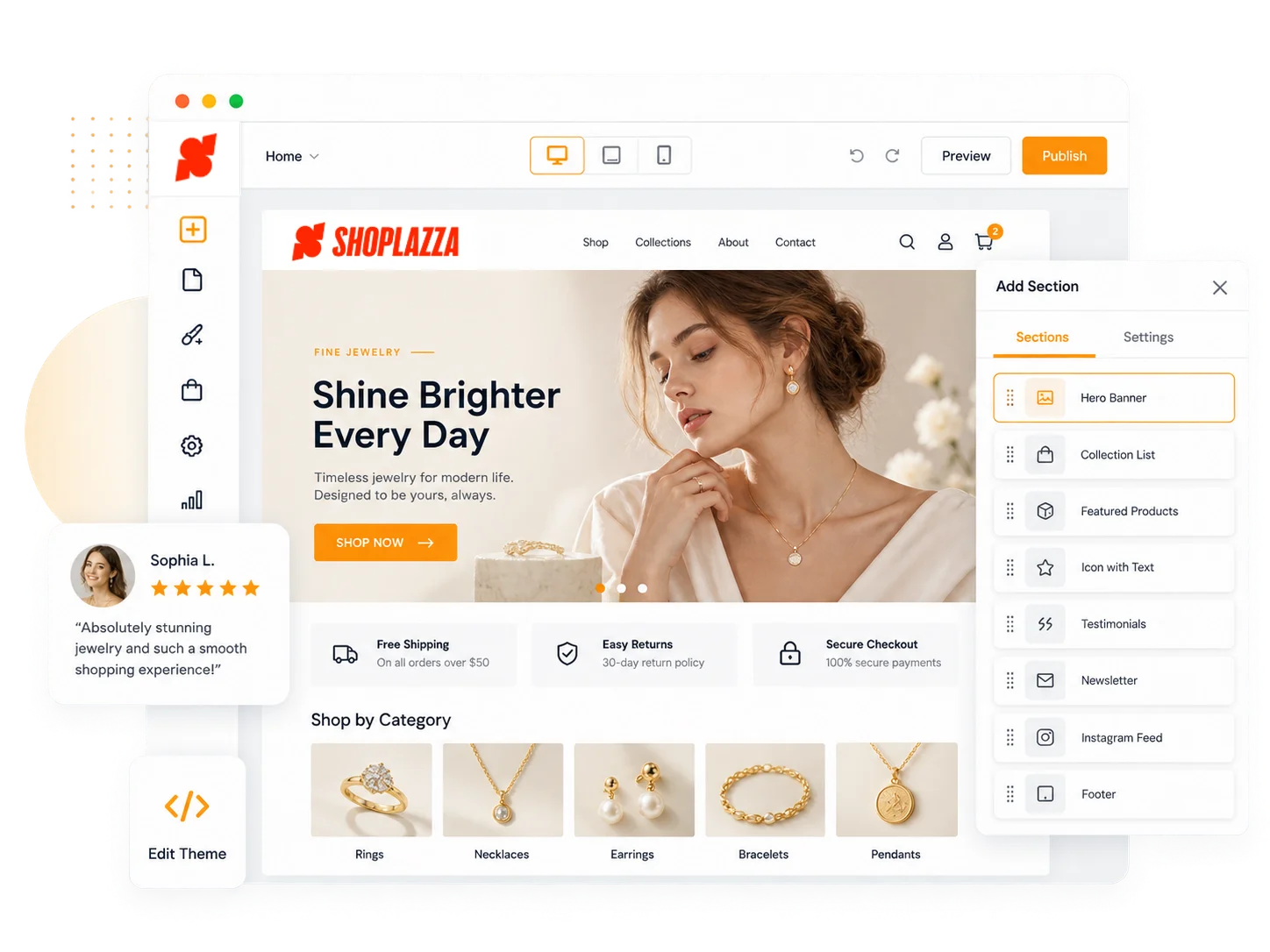 SHOPLINE brand website design and construction equipment display