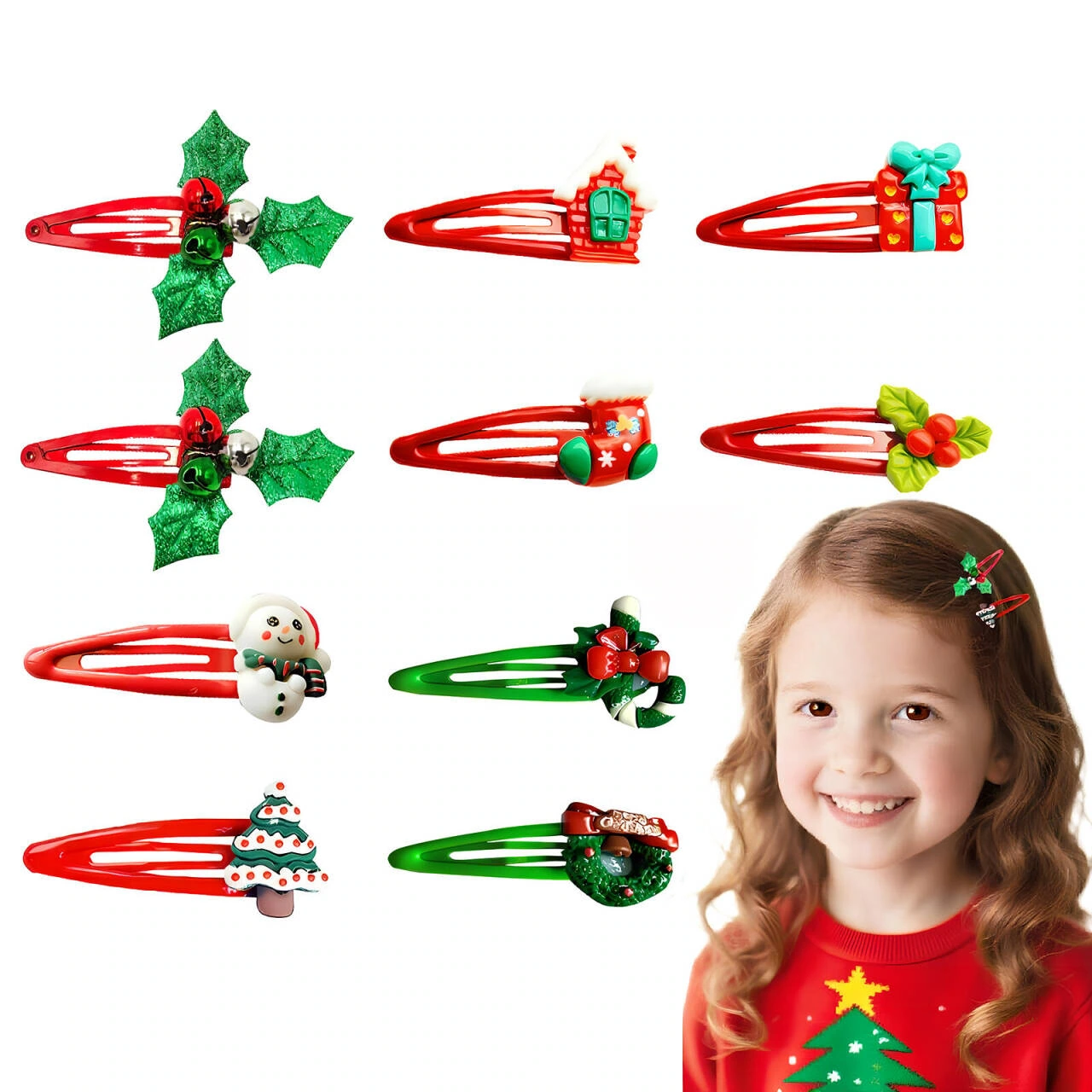 Product picture of Christmas hair clip set: Style overview: There is room for each of the ten styles