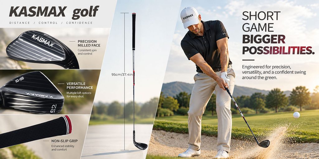 Temu Golf Club Poster Design-Showing professional usage scenarios of wedges through bunker hitting