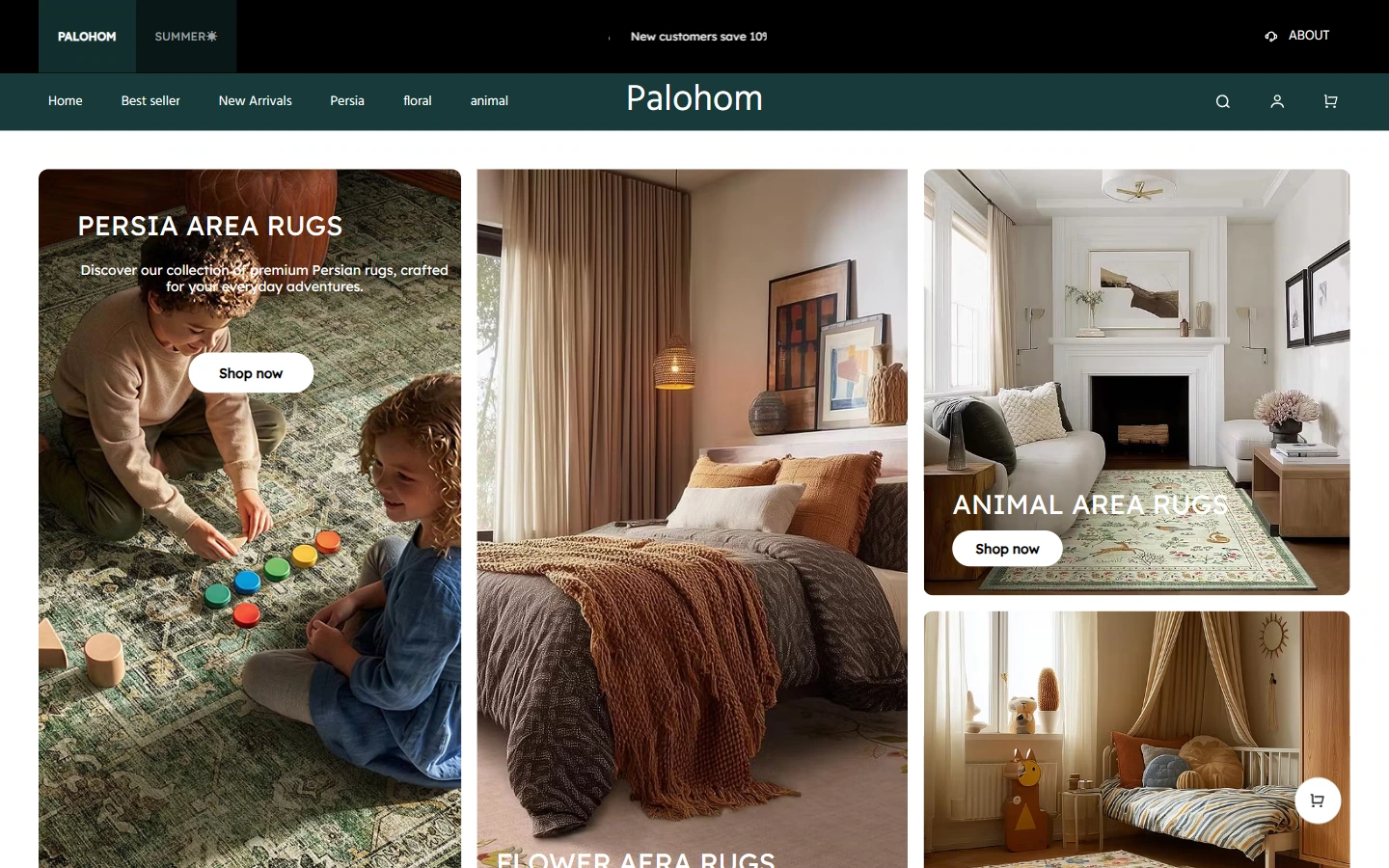 Home page above the fold: first establish the brand tone of the carpet brand
