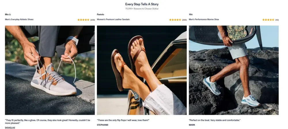 Shopify footwear brand website design case | High-end lifestyle brand website-Homepage design strategy-Telling the brand story through page sections-Integration of lifestyle scenes