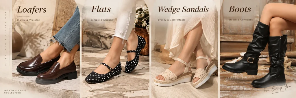 SHEIN women's shoes store poster design case-use classified posters to improve store browsing efficiency